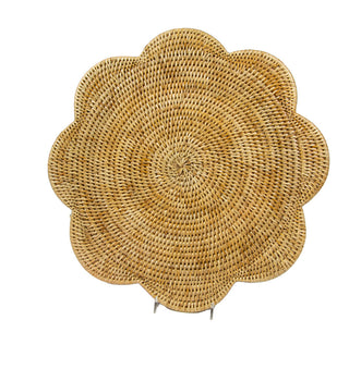 Rattan Scallop Round Placemat in Honey - 1 Placemat