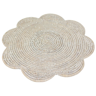 Rattan Scallop Round Placemat-Cream Ttop Rattan Scallop Round Placemat