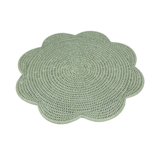 Rattan Scallop Round Placemat in Green - 1 Placemat