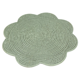 Rattan Scallop Round Placemat-Green Ttop Rattan Scallop Round Placemat