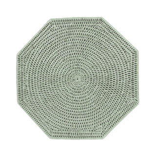 Rattan Octagonal Placemat in Green - 1 Placemat