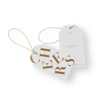 Tossed Cheers White/Gold Foil Hanging Gift Tag W/Hdr 4 Pk      **