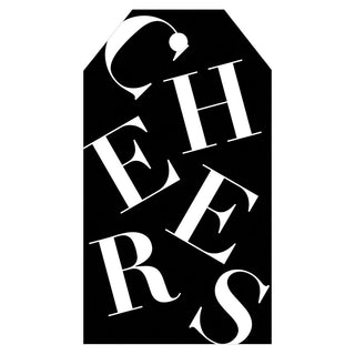 Tossed Cheers Black/White Hanging Gift Tag W/Hdr 4 Pk      **