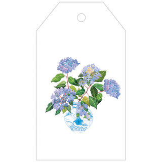 Hydrangeas And Porcelain Hanging Gift Tag W/Hdr 4 Pk