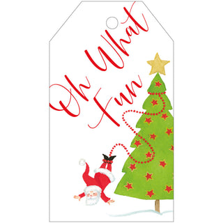 Twirling Santa Hanging Gift Tag W/Hdr 4 Pk