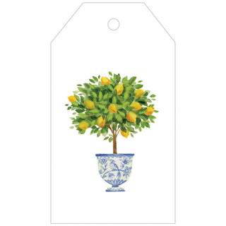 Lemon Topiary Hanging Gift Tag W/Hdr 4 Pk