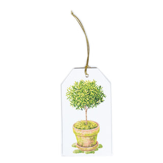 Potted Topiary Hanging Gift Tag W/Hdr 4 Pk