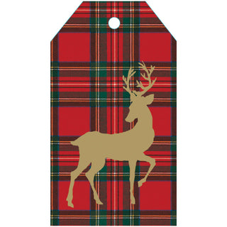 Royal Plaid Reindeer Foil Hang Tags - includes 4 Hang Tags