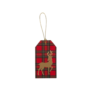 Royal Plaid Reindeer Foil Hang Tags - includes 4 Hang Tags