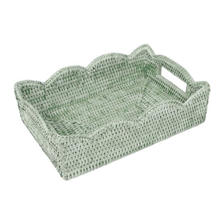 Rattan Scalloped Small Tray in Green - 1 Placemat