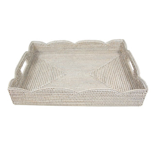 Rattan Scalloped Large Tray in Cream - 1 Placemat