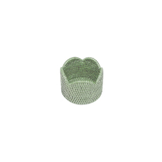 Rattan Scallop Wine Coaster-Green Rattan Scallop Wine Coaster