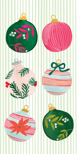 Painted Ornaments Money Card - 1 card with envelope