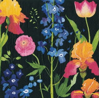 Summer Garden Black Napkin Cocktail