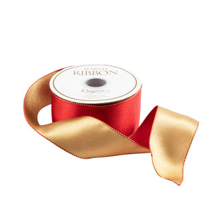 Satin Red/Gold Reversible Wired Ribbon Price Code G - 10 Yards