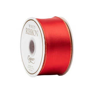 Satin Red/Gold Reversible Wired Ribbon Price Code G - 10 Yards