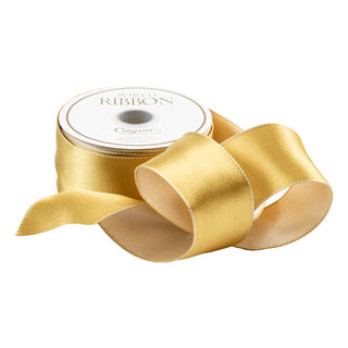 Satin Gold/Ivory Reversible Wired Ribbon Price Code F - 6 Yards
