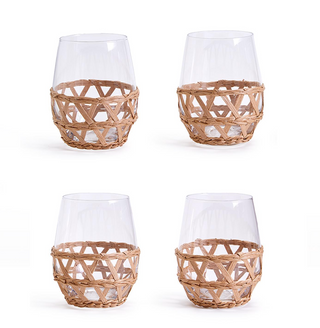 Island Chic Lattice Stemless Wine Glass - Set of 4