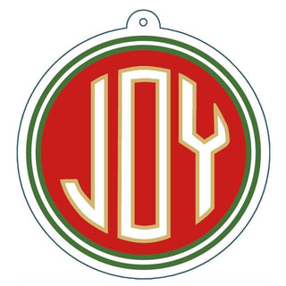 Joy Foil Ornament Tag W/Header 4 Pk