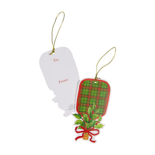 Plaid Pickleball Paddle Ornament Tag W/Header 4 Pk