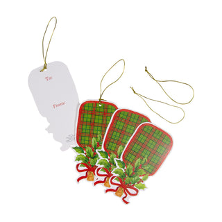 Plaid Pickleball Paddle Ornament Tag W/Header 4 Pk