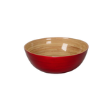 Small Shallow Bamboo Bowl in Red - Set of 4