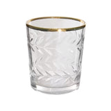Glass Votive with Leaf Cut and Gold rim