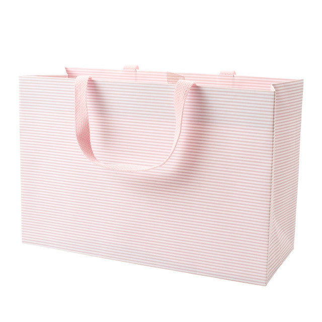 Caspari Mini Stripe Medium Gift Bag in Blush - 1 Each 10022B5