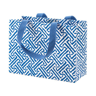 Caspari Fretwork Small Gift Bag in Blue - 1 Each 10024B1