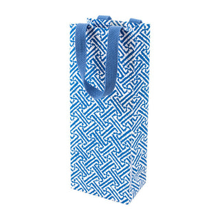 Caspari Fretwork Wine & Bottle Gift Bag in Blue - 1 Each 10024B4