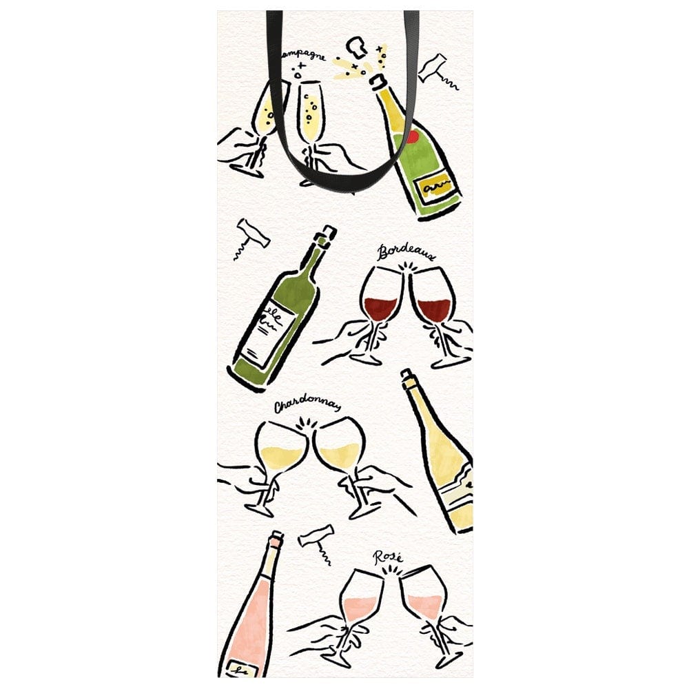 Caspari Clinking Glasses Wine & Bottle Gift Bag - 1 Each 10033B4