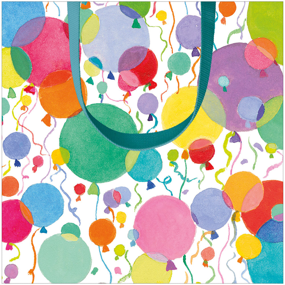 Balloons And Confetti Small Square Gift Bags - 1 Each