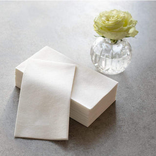 Caspari Paper Linen Solid Guest Towel Napkins in White - 12 Per Package 100GG