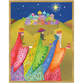 Three Kings Mini Christmas Cards in Cello Pack - 5 Cards & 5 Envelopes