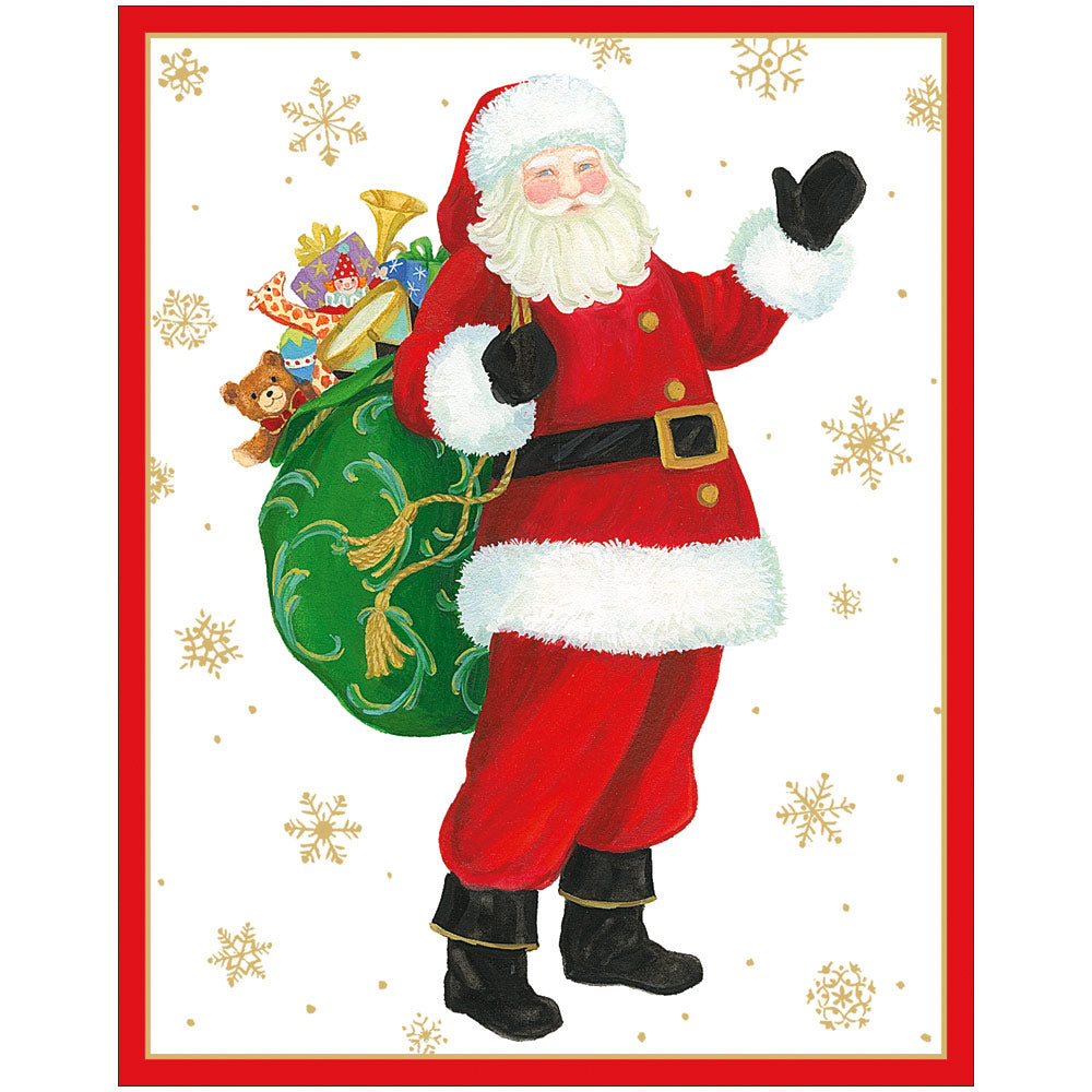Jolly Santa Mini Christmas Cards in Cello Pack - 5 Cards & 5 Envelopes