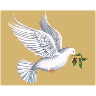 Dove With Holly Branch Mini Christmas Cards in Cello Pack - 5 Cards & 5 Envelopes