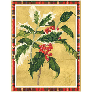 Holly Christmas Cards in Cello Pack - 5 Cards & 5 Envelopes