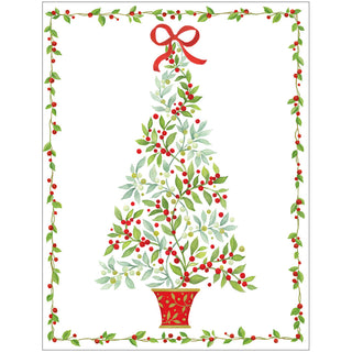Twining Greenery Tree Christmas Cards in Cello Pack - 5 Cards & 5 Envelopes