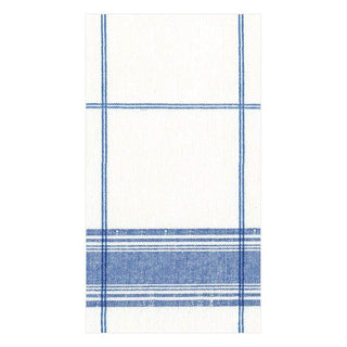 Caspari Belgian Linen Paper Linen Guest Towel Napkins in Blue - 12 Per Package 11353GG