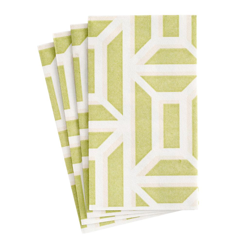 Caspari Garden Gate Paper Linen Guest Towel Napkins in Grass - 12 Per Package 11702GG