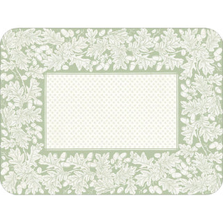 Oak Leaves & Acorns Rectangle Paper Placemats in Sage Green/Ivory - 12 Per Package 1203PPREC