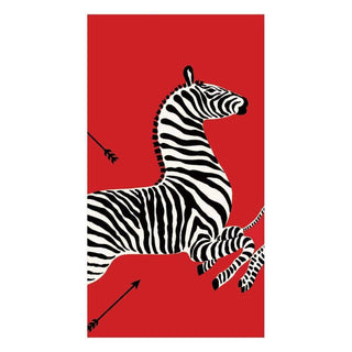 Caspari Zebras Paper Guest Towel Napkins in Red - 15 Per Package 12180G