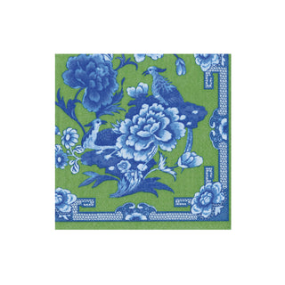 Green And Blue Plate Boxed Cocktail Napkins - 40 Per Box