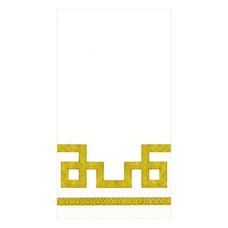 Caspari Rive Gauche Paper Guest Towel Napkins in Gold & White - 15 Per Package 12541G