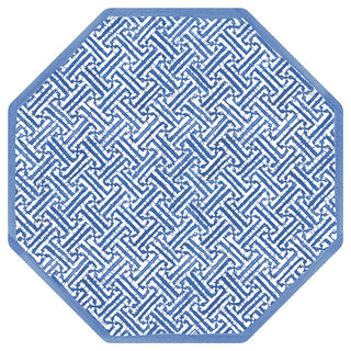Fretwork Octagonal Paper Placemats in Blue - 12 Per Package