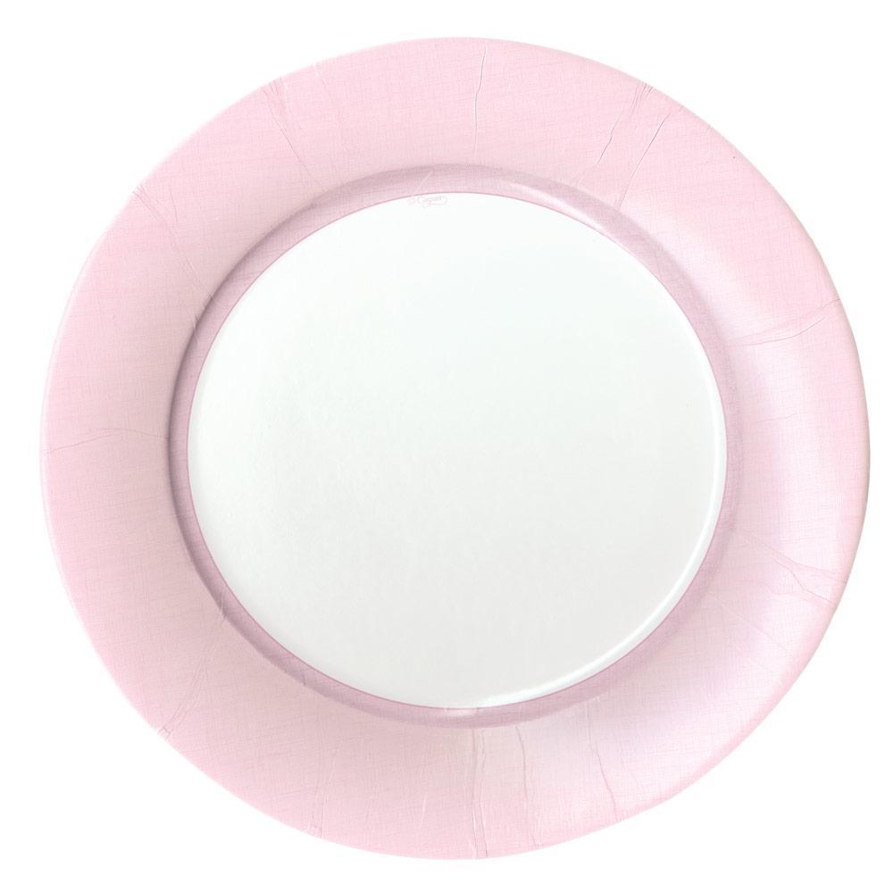 Caspari Linen Border Paper Dinner Plates in Petal Pink - 8 Per Package 13281DP