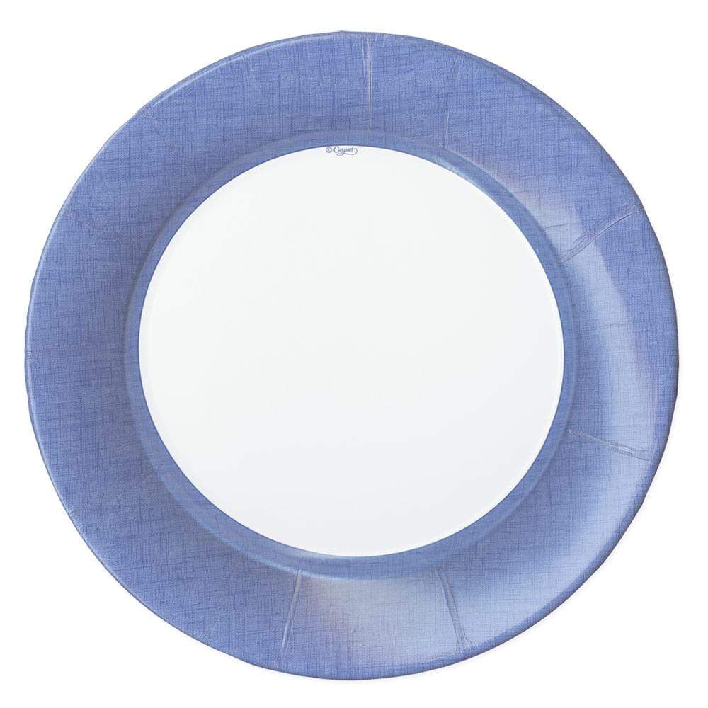 Caspari Linen Border Paper Dinner Plates in Blue II - 8 Per Package 13283DP