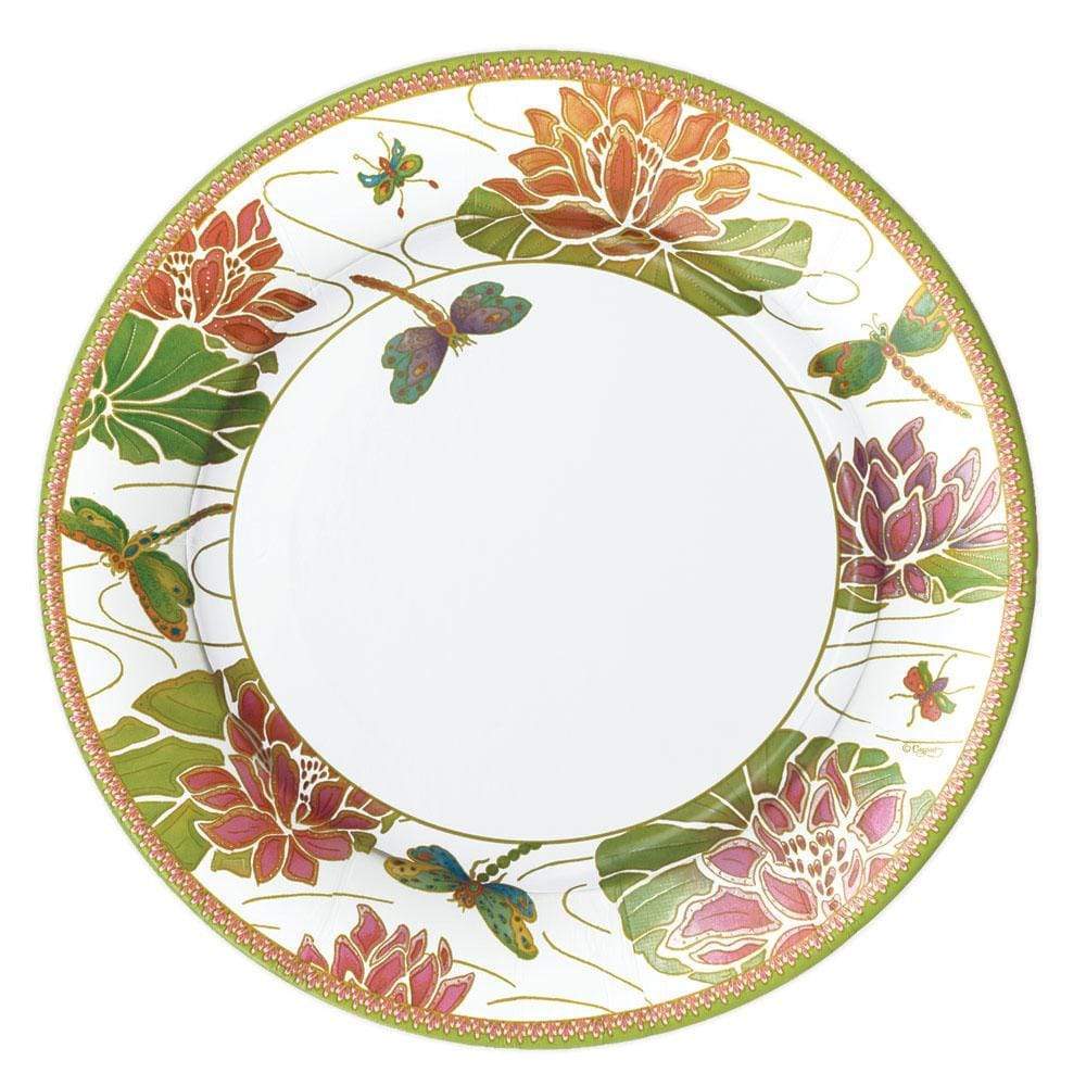 Caspari Jeweled Pond Paper Dinner Plates in Ivory - 8 Per Package 13860DP