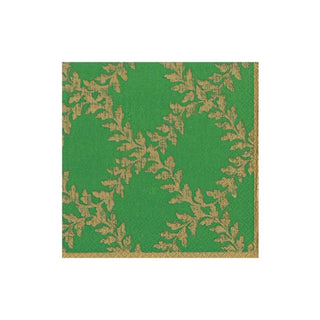 Caspari Acanthus Trellis Paper Cocktail Napkins in Green - 20 Per Package 13952C