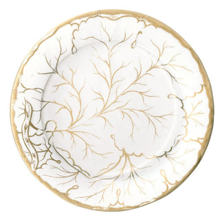 Caspari Gilded Majolica Paper Dinner Plates in Ivory - 8 Per Package 14210DP